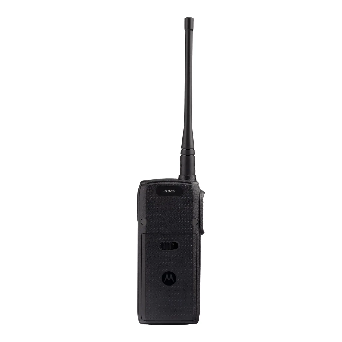 Motorola DTR700 license-free digital two-way radio, back view